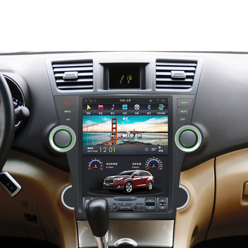 टोयोटा हाईलैंडर 2009-2013 के लिए 12 इंच क्वालकॉम कार एंड्रॉइड हेड यूनिट टेस्ला स्टाइल एंड्रॉइड11