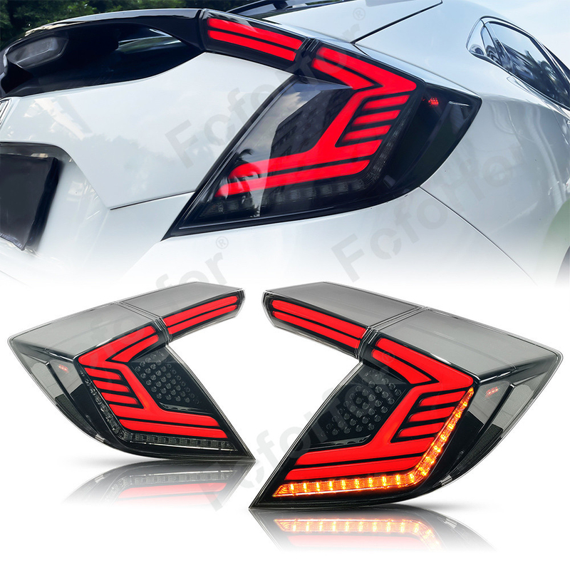 कार टेल लाइट2016-2021 Honda 10 जनरेशन सिविक 2 कम्पार्टमेंट एलईडी टेल लैंप असेंबली रोटरी स्ट्रीमिंग स्टीयरिंग के लिए