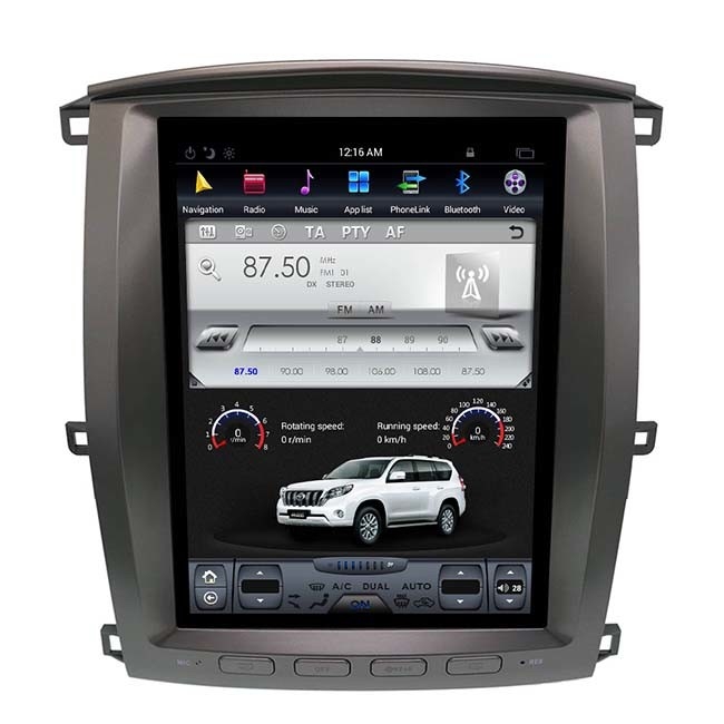 12.1 इंच PX6 टेस्ला स्टाइल हेड यूनिट लैंड क्रूजर 64GB कार GPS प्लेयर