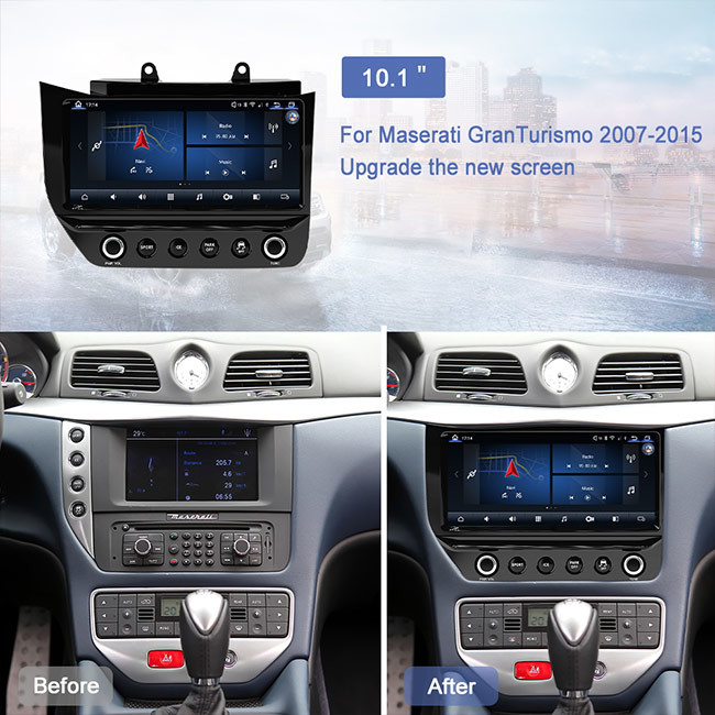 Maserati GT/GC GranTurismo के लिए Android 10 कार रेडियो प्रावरणी ब्लैक स्क्रीन कार्बन फाइबर